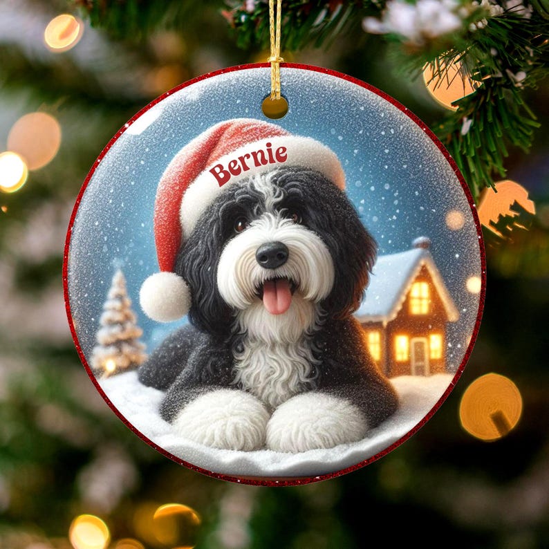 Personalized Dog Christmas Ornament, Custom Pet Holiday Decoration, Cute Puppy Xmas Tree Hanging, Pet Lover Gift
