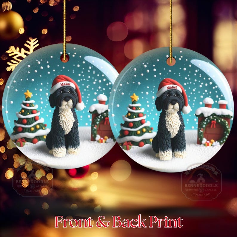 Bernedoodle Ornament, Custom Pet Christmas Decor | Sublimation | 3 Inch 2 Sided Ceramic Heirloom Gift For Dog Lover image 11
