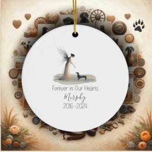 Personalized Dachshund Tribute Ornament, Doxie Watercolor Design, Custom Weiner Dog Memorial, Personalized Tribute Ornament,Dapple Loss Gift