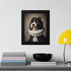 Royal Dog Portrait Wall Art, Dog Crown Artwork, Unique Pet Decor, Regal Dog Painting, Dog Lover's Gift, Whimsical Animal Print