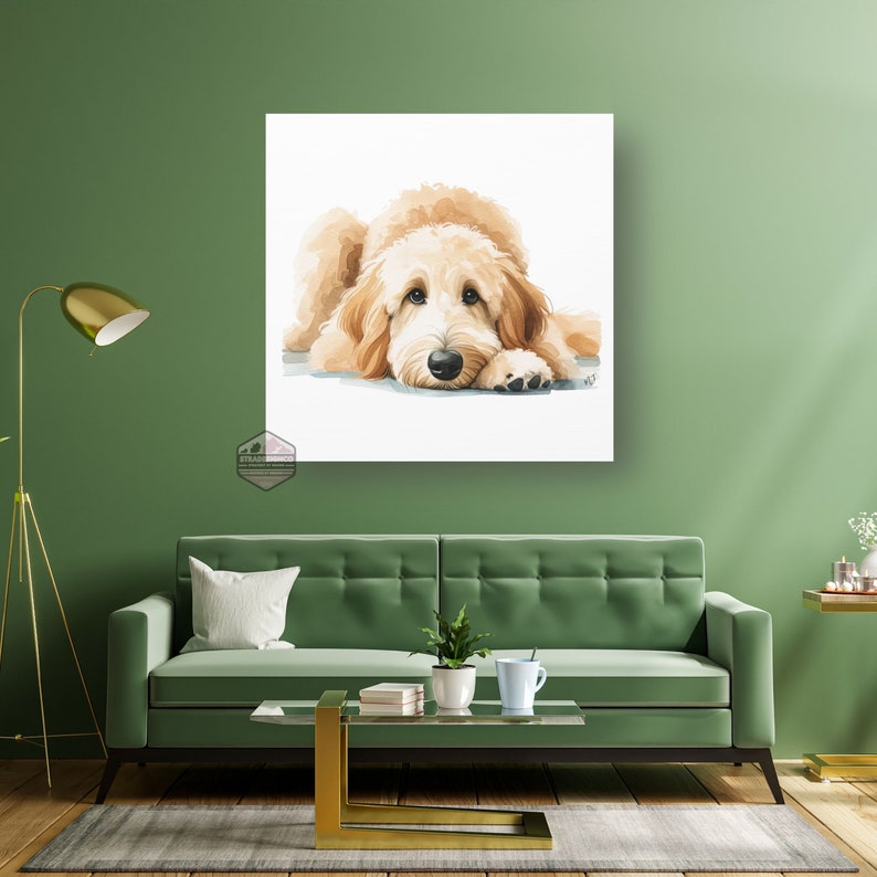 Goldendoodle Dog, watercolor art, golden doodle, bernedoodle canvas, sheepadoodle, mama, dog mom canvas, dog art, dog mom art, Doodle lover art, doodle canvas art, water color canvas, hig-resolution canvas, design,dog designer art, high-end gift, dog