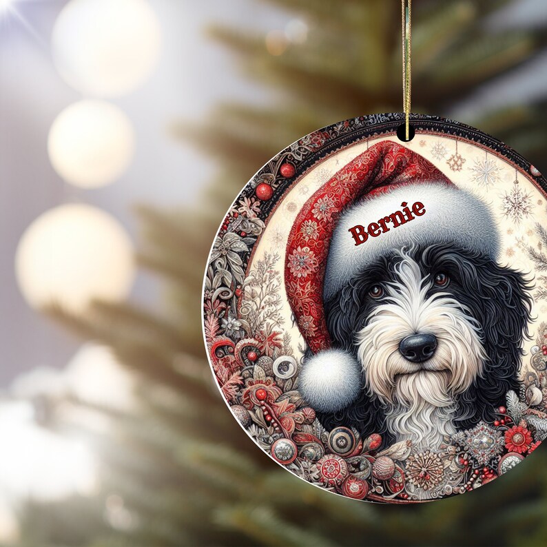 Vintage look Bernedoodle Ornament