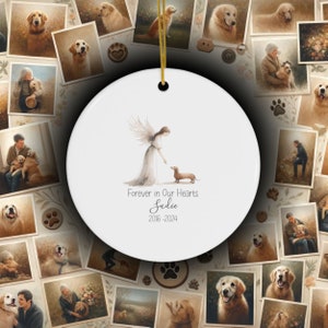 Personalized Doxie Dachshund Tribute ornament, Memorial Watercolor Design, Pet's Name Gift, Custom Pet Name Gift, Personalized Pet Tribute Ceramic Ornament, Pet Loss Gift