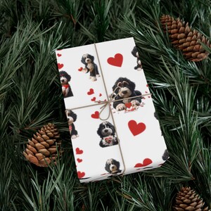 Bernedoodle wrapping paper for all occasions, valentines wrapping paper,valentines wrap, gift wrap bernedoodle, doodle paper, doodle gift wrap, birthday bernedoodle wrap, goldendoodle, merle doodle, doodle paper gifting.