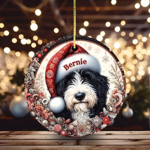 Vintage look Bernedoodle Ornament