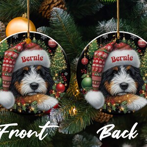 Bernese Mountain Dog Christmas Ornament, Personalized Pet Gift, Custom Dog Face Holiday Decor, Cute Puppy Xmas Tree Decoration