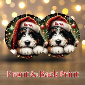 Adorno navideño de Bernedoodle para Papá Noel, recuerdo personalizado para perros / Cerámica por sublimación / Decoración navideña de doble cara de 7,6 cm imagen 15
