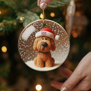 Bernedoodle Ornament, Personalized Custom Pet Name - Sublimation Print (Round Ceramic, Holiday Keepsake) image 2