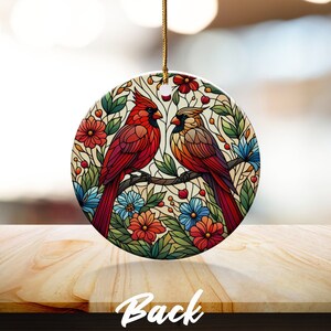 Cardinal Ceramic Ornament, Faux Stained Glass Design image 10