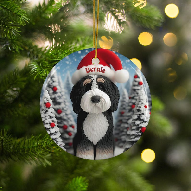Personalized Dog Christmas Ornament, Custom Pet Holiday Decoration, Cute Dog Portrait Christmas Tree Ornament, Gift for Dog Lovers