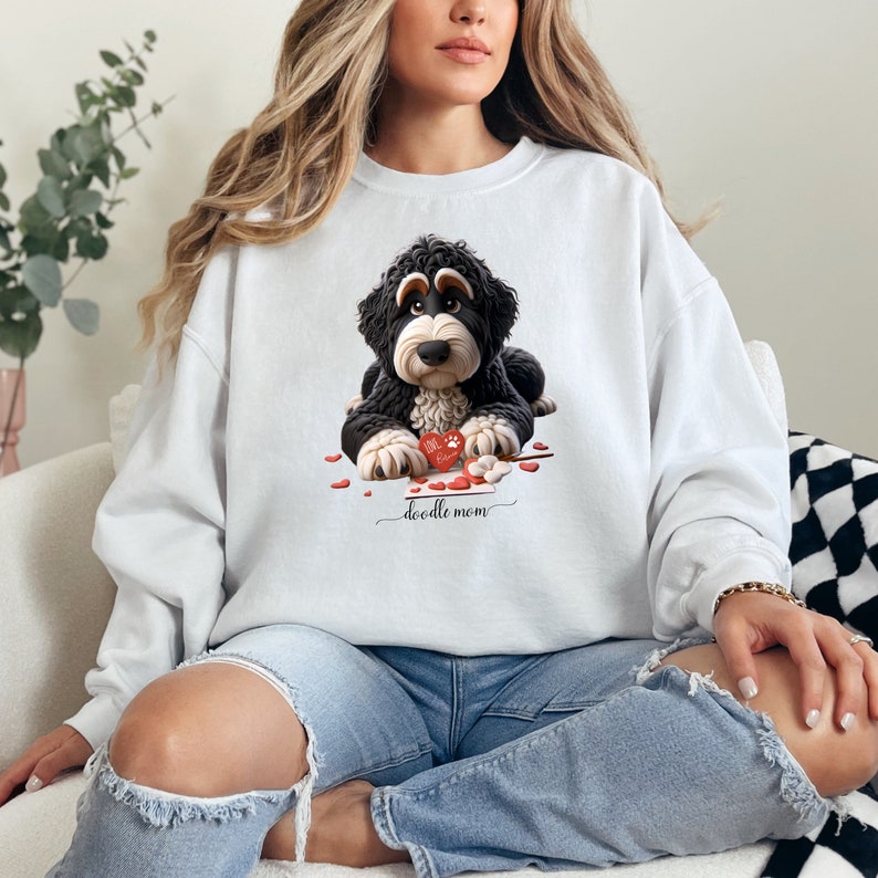 Bernedoodle mom sweatshirt,berndoodle mom, mom sweatshirt, valentine bernedoodle, valentine dog gift, dog sweatshirt, personalized dog sweatshirt,doodle mama, doodle fan, bernedoodle enthusiast gift.