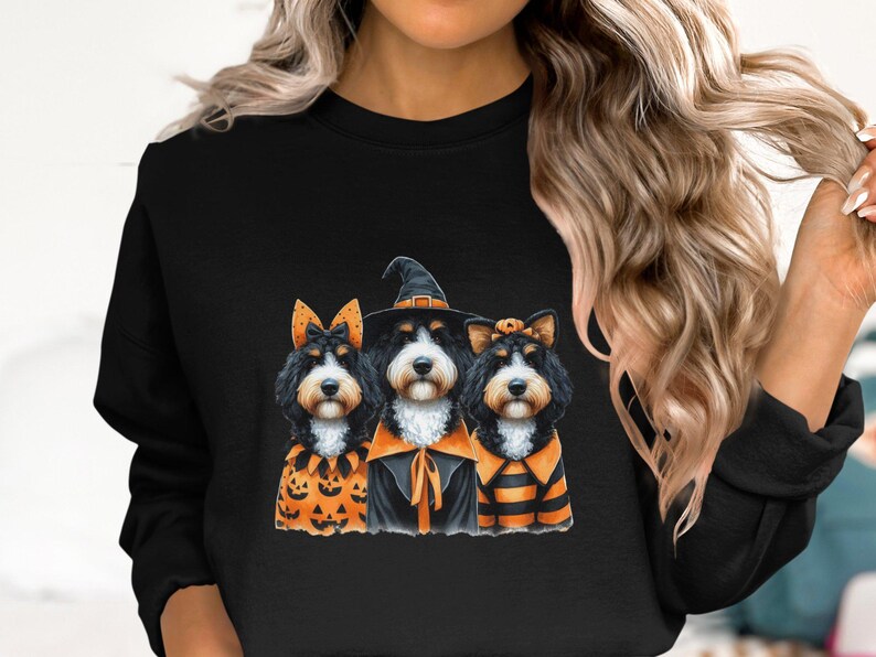 Sudadera de Halloween con diseño de Bernedoodle, disfraz de perro Doodle, regalo para amantes de los perros. imagen 6