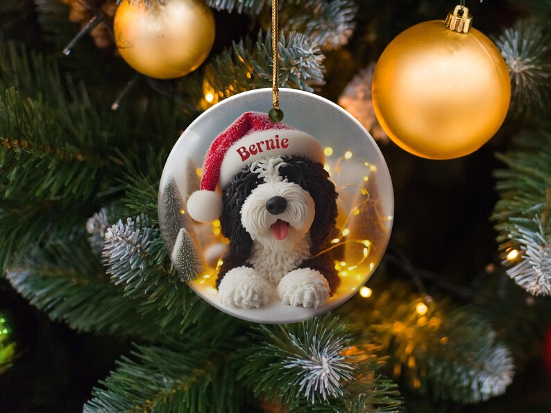 Custom Dog Christmas Tree Ornament, Cute Pet Gift for Dog Lovers, Personalized Holiday Decoration, Adorable Dog Christmas Decor