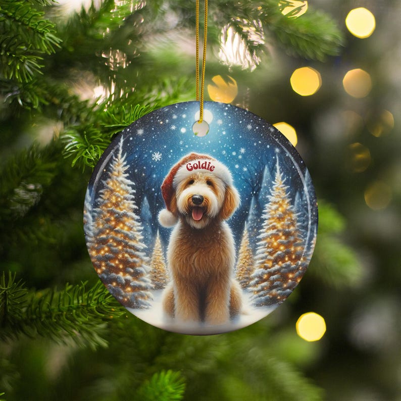 Personalized Dog Christmas Ornament, Custom Pet Holiday Decoration, Cute Puppy Santa Hat, Festive Tree Hanging Decor for Dog Lovers