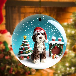 Adorable bernedoodle ornament, perfect doodle dog gift