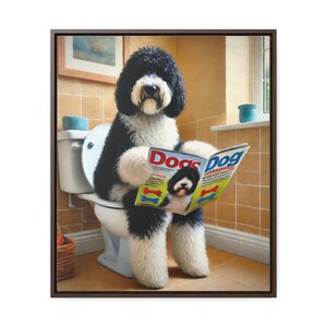 Sheepadoodle Sitting On Toilet Portrait Framed Canvas, Toilet Wall Art, Funny Doodle Bathroom Wall Art, Dog Person Gift, Doodle Dad Gift image 7