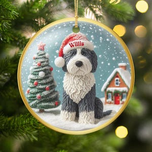 Personalized Christmas Dog Ornament, Holiday Tree Decoration, Custom Pet Keepsake, Festive Dog Gift, Winter Dog Art Decor