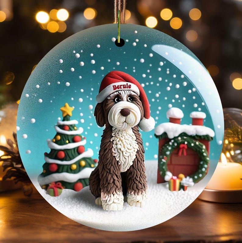 Adorable bernedoodle ornament, perfect doodle dog gift