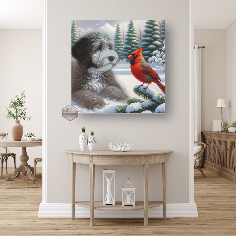 Goldendoodle canvas art, dog portrait wall art, goldendoodle decor, large canvas print, pet lover gift, gentle dog gaze art, 6x6 to 36x36 portrait, cotton fabric artwork, home decor canvas, animal art prints, detailed dog painting, goldendoodle lover
