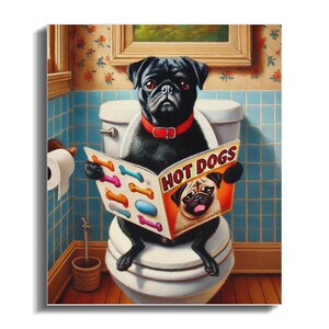 French Bulldog Toilet Canvas Art: Humorous Bathroom Decor, Pet Lover Gift image 3