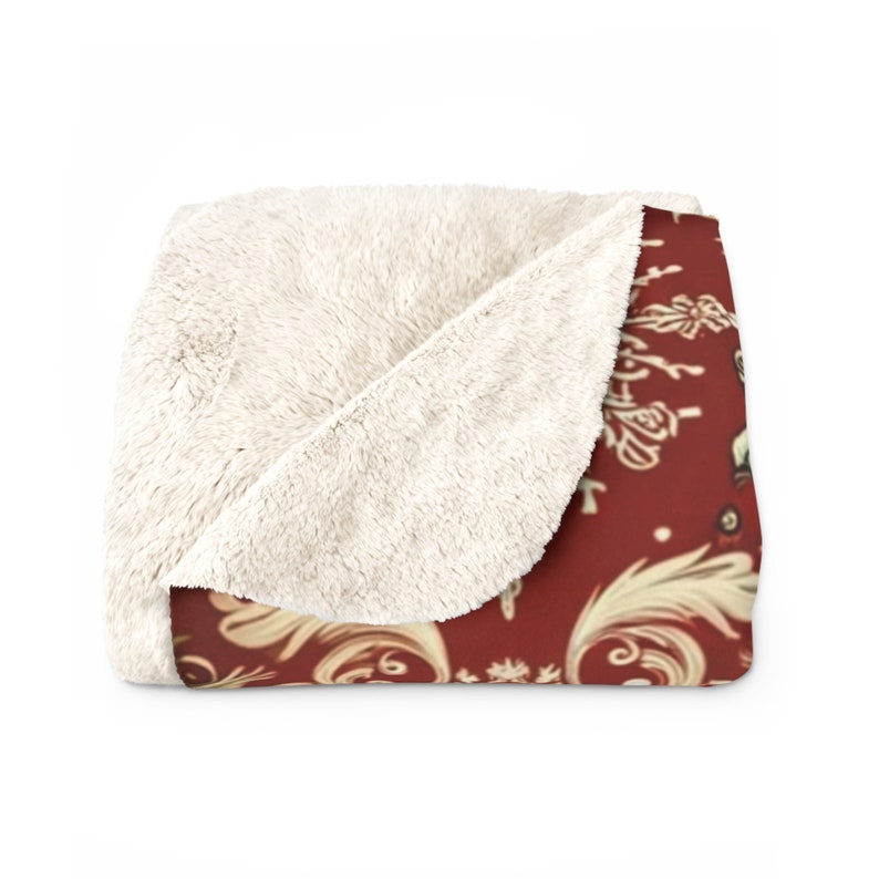 Sweet Bernie The Bernedoodle, surrounded by amazing Christmas motif, captured on a gorgeous sherpa fleece blanket!