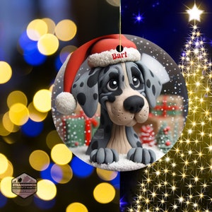 Merle Great Dane Clay Illustration Style Ornament