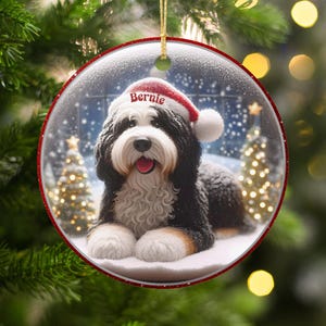 Personalized Dog Christmas Ornament, Custom Pet Holiday Decoration, Cute Santa Hat Dog Ornament, Christmas Tree Decor