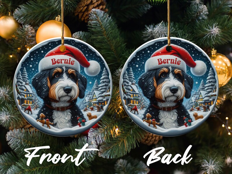 Personalized Dog Christmas Ornament, Custom Pet Ornament, Dog Lover Gift, Christmas Tree Decoration, Pet Memorial Keepsake