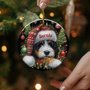 Christmas Dog Ornament with Name, Custom Pet Holiday Decoration, Personalized Pet Ornament, Festive Dog Christmas Decor