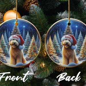 Personalized Dog Christmas Ornament, Santa Hat Dog Tree Decoration, Double-Sided Holiday Ornament, Custom Pet Name Ornament