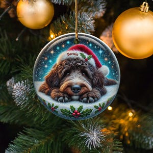 Custom Pet Santa, Bernedoodle Christmas Ornament | Sublimation Ceramic | 3-Inch Double Sided Holiday Tree Decor image 3