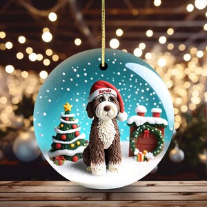 Adorable bernedoodle ornament, perfect doodle dog gift