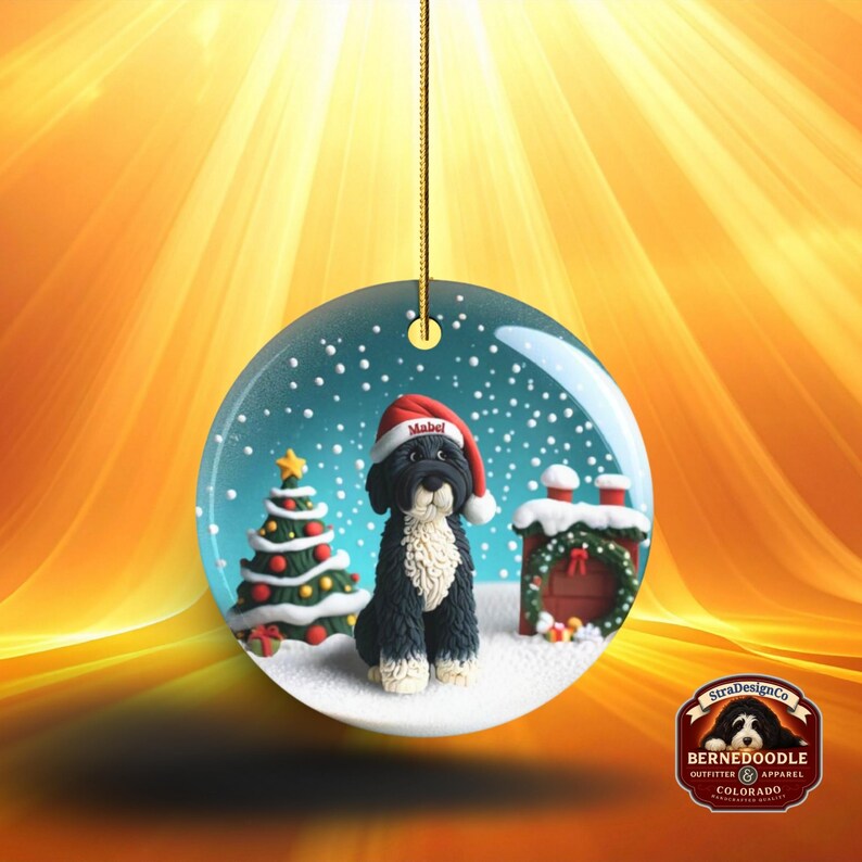Bernedoodle Ornament, Custom Pet Christmas Decor | Sublimation | 3 Inch 2 Sided Ceramic Heirloom Gift For Dog Lover image 10