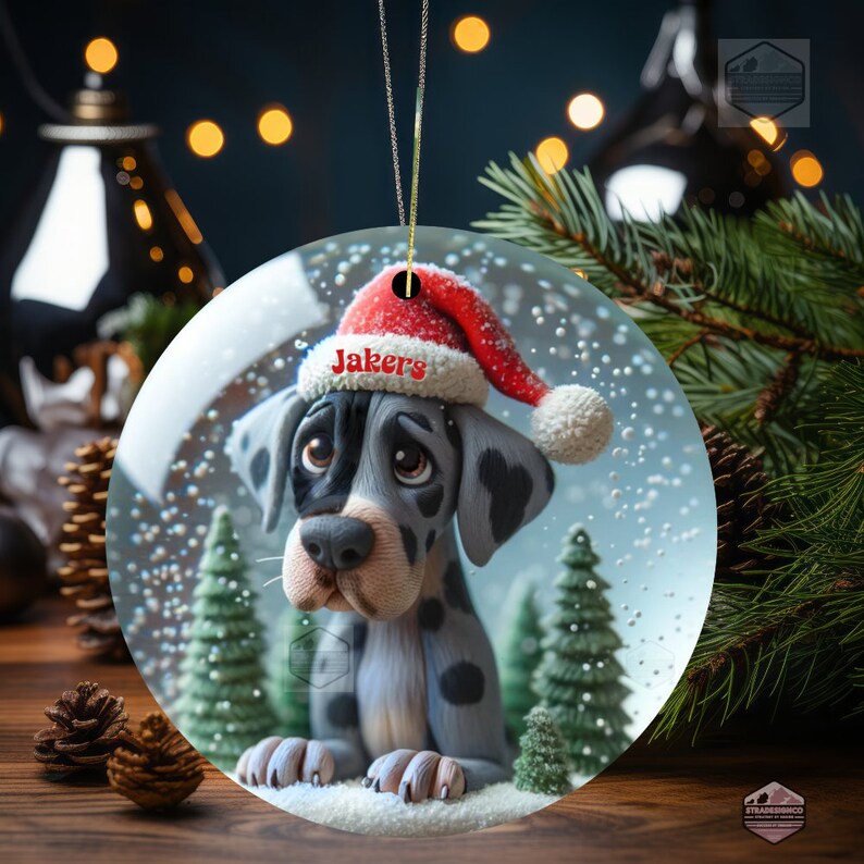 Merle Great Dane Clay Style Illustrated ornament