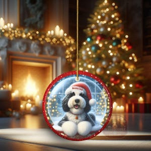 Custom Dog Ornament, Sheepadoodle Snow Globe Design (Sublimation, Ceramic) - Personalized Keepsake Gift, Holiday Tree Decor image 18