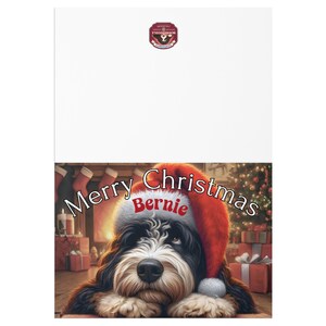 Merry Christmas Card with Dog Santa Hat, Adorable Pet Holiday Greeting Card, Cute Festive Seasonal Card, Customizable Inside Text