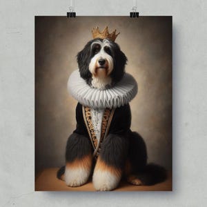 Royal Dog Portrait Poster, Cute Dog Wall Art, Unique Pet Lover Gift, Dog Owner Decor, Animal Themed Artwork, Noble Pet Painting Print
