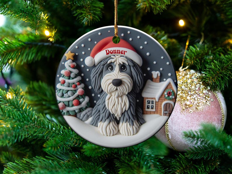 Christmas dog ornament, holiday tree decor, festive pet ornament, personalized Christmas gift, dog lover Christmas decoration