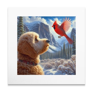 Doodle Dog and Cardinal Canvas Art - Pet Lover Gift image 8