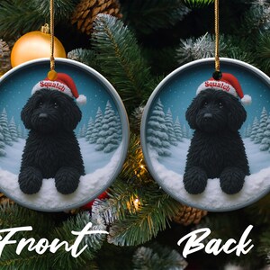 Black Dog Christmas Ornament, Holiday Tree Decoration, Pet Lover Gift, Personalized Pet Portrait, Custom Dog Keepsake