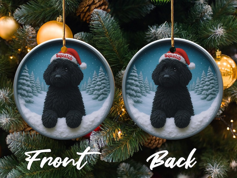 Black Dog Christmas Ornament, Holiday Tree Decoration, Pet Lover Gift, Personalized Pet Portrait, Custom Dog Keepsake