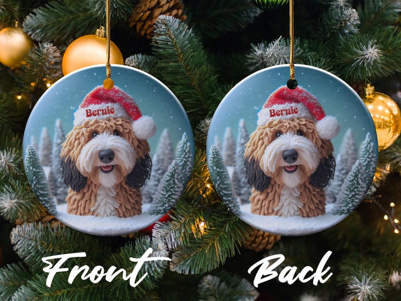 Cute Dog Christmas Ornament, Personalized Holiday Dog Decoration, Adorable Puppy Ornament, Dog Lover Christmas Gift