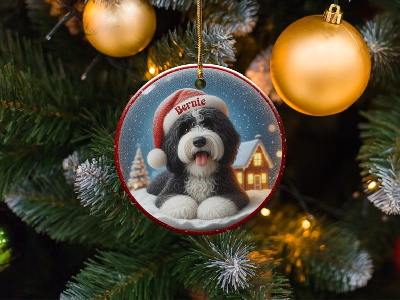 Personalized Dog Christmas Ornament, Custom Pet Holiday Decoration, Dog Lover Tree Ornament, Gift for Dog Owners