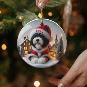 Personalized Christmas Dog Ornament, Custom Pet Holiday Decor, Cute Santa Puppy Decoration, Unique Dog Lover Gift