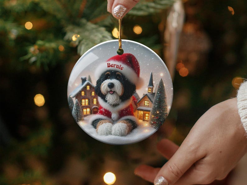 Personalized Christmas Dog Ornament, Custom Pet Holiday Decor, Cute Santa Puppy Decoration, Unique Dog Lover Gift