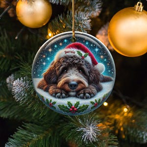 Custom Pet Santa, Bernedoodle Christmas Ornament | Sublimation Ceramic | 3-Inch Double Sided Holiday Tree Decor image 9