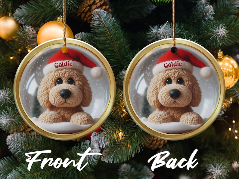 Personalized Dog Christmas Ornament, Cute Puppy Holiday Decoration, Custom Pet Name Ornament, Adorable Festive Keepsake Gift