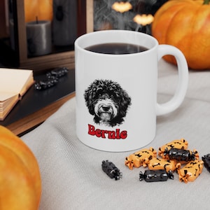 Personalized Bernedoodle Coffee Mug | Custom Dog Name Coffee Cup | 11 oz Bernedoodle Lover Gift | Heartwarming Pet Portrait | Dog Lover Gift image 6