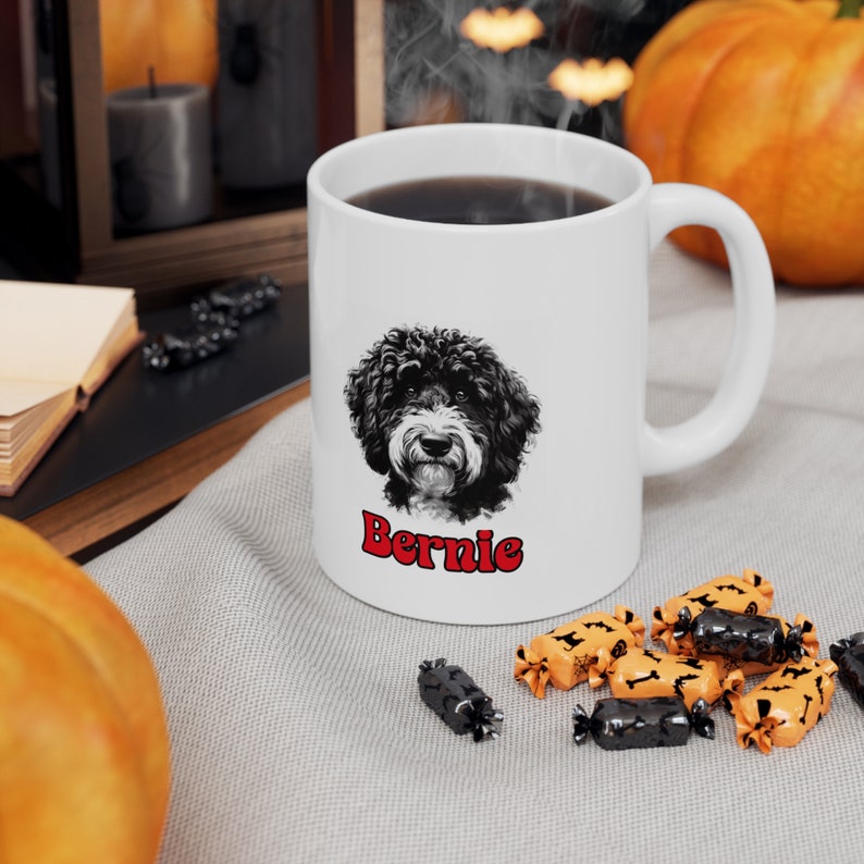 Personalized Bernedoodle Coffee Mug | Custom Dog Name Coffee Cup | 11 oz Bernedoodle Lover Gift | Heartwarming Pet Portrait | Dog Lover Gift image 6