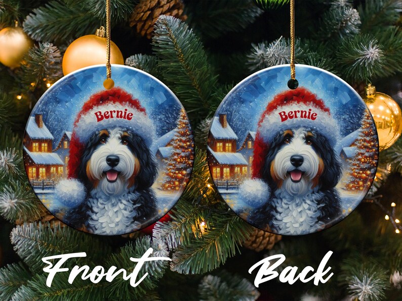 Custom Dog Christmas Ornament, Personalized Pet Holiday Decoration, Double-Sided Festive Tree Ornament, Cute Dog Keepsake